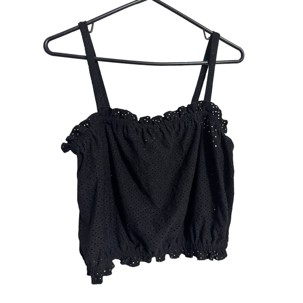Love, Fire Black Eyelet Cropped Tank Top Size Medium - Picture 2 of 7
